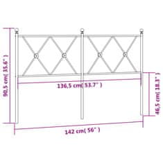 Vidaxl Kovové čelo postele bílé 137 cm