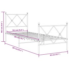 Vidaxl Kovový rám postele s hlavovým a nožním čelem bílý 80 x 200 cm