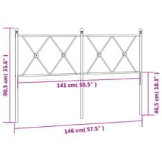 Vidaxl Kovové čelo postele černé 140 cm