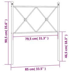 Vidaxl Kovové čelo postele bílé 80 cm