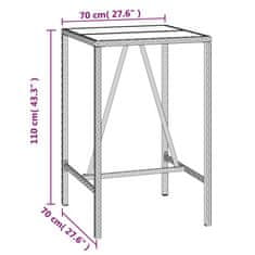 Vidaxl Zahradní stůl se skleněnou deskou černý 70x70x110 cm polyratan