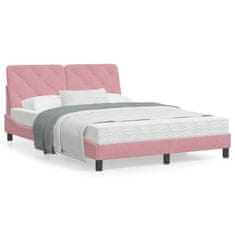shumee Rám postele s LED osvětlením růžový 140 x 200 cm samet