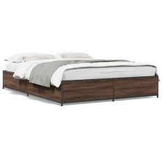 shumee Rám postele hnědý dub 150 x 200 cm kompozitní dřevo a kov