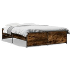 shumee Rám postele kouřový dub 135 x 190 cm kompozitní dřevo a kov