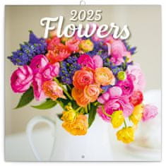 NOTIQUE Poznámkový kalendář Květiny 2025, 30 x 30 cm