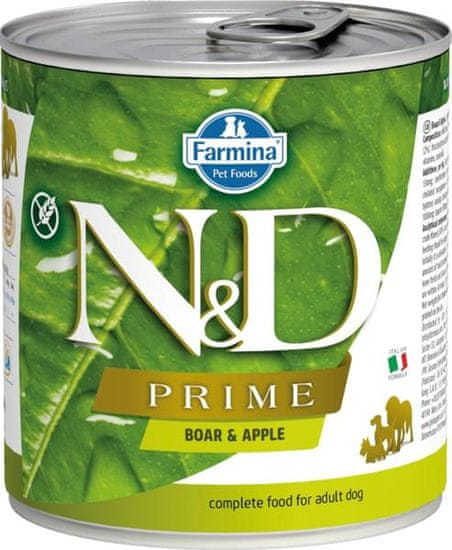 N&D PRIME Dog konz. Wild Boar & Apple 285 g