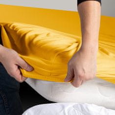 DecoKing Bavlněné jersey prostěradlo s gumou Amber žluté, velikost 120-140x200+30