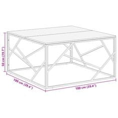 Vidaxl Konferenční stolek stříbrný nerezová ocel a masivní dřevo