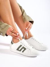 Amiatex Jedinečné tenisky bílé dámské bez podpatku + Ponožky Gatta Calzino Strech, bílé, 40