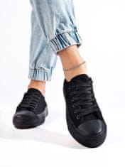 Amiatex Pohodlné tenisky černé dámské bez podpatku + Ponožky Gatta Calzino Strech, černé, 38