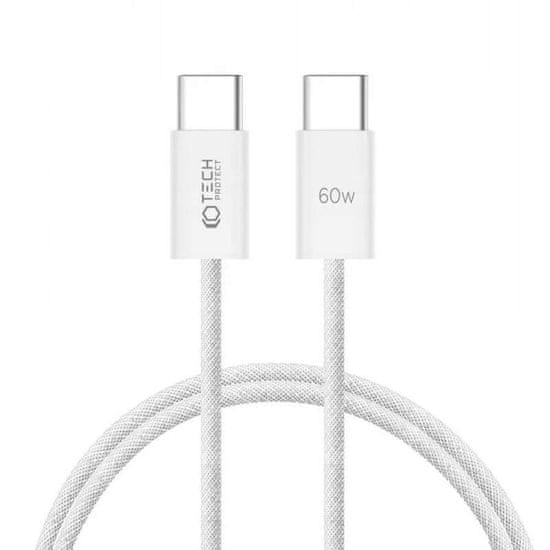 Tech-protect Datový kabel Tech-Protect Ultraboost USB-C na USB-C, 3A PD 60W 1m bílý