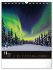 Presco Publishing Nástěnný kalendář Polární záře 2025, 30 × 34 cm