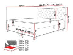 Veneti Kontinentální manželská postel 140x200 JILES - pastelová růžová + topper ZDARMA