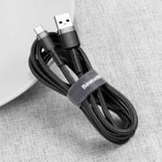 BASEUS Datový kabel USB-C Baseus - odolný nylonový kabel, 3A 1m, šedá/černá