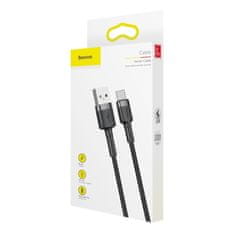 BASEUS Datový kabel USB-C Baseus - odolný nylonový kabel, 3A 1m, šedá/černá