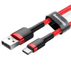 BASEUS Datový kabel USB na USB-C Baseus cafule 3A 1m červený