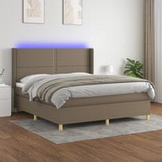 shumee Box spring postel s matrací a LED taupe 180x200 cm textil