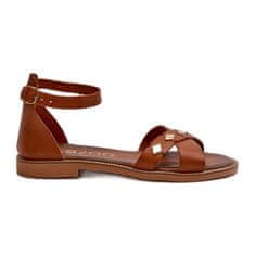 Zazoo Ploché kožené sandály Brown velikost 39