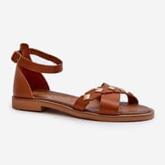 Zazoo Ploché kožené sandály Brown velikost 39