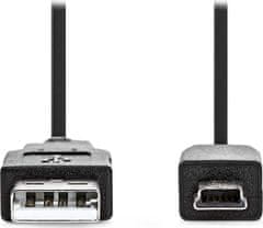 Nedis kabel USB 2.0/ zástrčka USB-A - zástrčka USB Mini-B 5 pinů/ černý/ bulk/ 1m