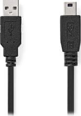 Nedis kabel USB 2.0/ zástrčka USB-A - zástrčka USB Mini-B 5 pinů/ černý/ bulk/ 1m