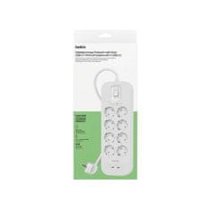 Belkin Napájecí lišta, 8 portů + 2xUSB-C 900J, Schuko, 2m