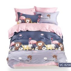 KZ Dětské povlečení s prostěradlem 160x200 heather indigo pink animal carnival