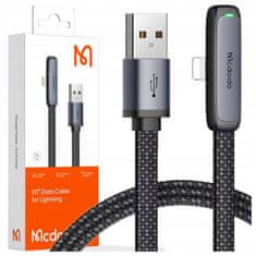 Mcdodo Mcdodo Úhlový Usb Lightning Plochý Kabel 36W Pro Iphone 12 13 14 Černý 1M