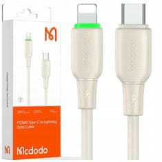 Mcdodo Mcdodo Nabíječka Usb-C Lightning Rychlonabíjecí Kabel Pro Iphone 1M Led Béžová