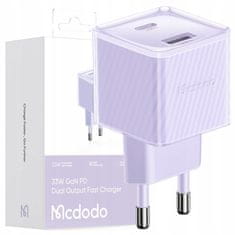 Mcdodo Mcdodo Rychlá nástěnná nabíječka pro Telefon Napájecí adaptér 2X USB Usb-C 33W Gan Purple