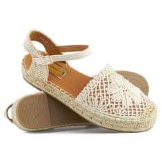 Béžové kostkované sandály espadrille velikost 40