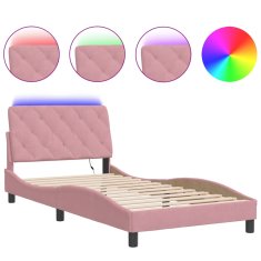 Petromila Rám postele s LED osvětlením růžový 100 x 200 cm samet