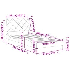 Petromila Rám postele s čelem modrý 90 x 200 cm samet