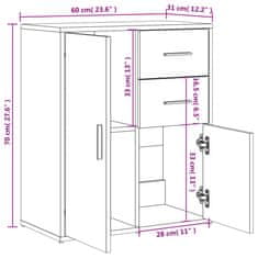 Vidaxl Příborníky 2 ks kouřový dub 60 x 31 x 70 cm kompozitní dřevo