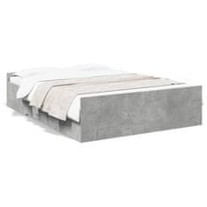 shumee Rám postele se zásuvkami betonově šedý 135 x 190 cm kompozit