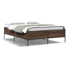 shumee Rám postele hnědý dub 140 x 200 cm kompozitní dřevo a kov