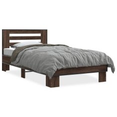 shumee Rám postele hnědý dub 75 x 190 cm kompozitní dřevo a kov