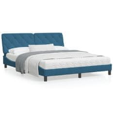 shumee Rám postele s čelem modrý 160 x 200 cm samet