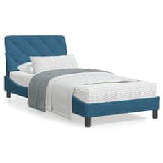 shumee Rám postele s čelem modrý 90 x 190 cm samet