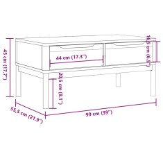 Vidaxl Konferenční stolek FLORO bílý 99x55,5x45 cm masivní borovice