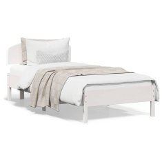 shumee Rám postele s čelem bílý 100 x 200 cm masivní borové dřevo