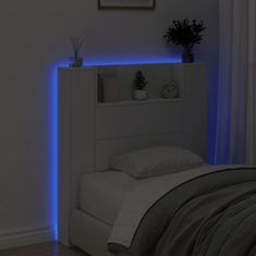 Vidaxl Čelo postele s úložným prostorem a LED bílé 100x16,5x103,5 cm