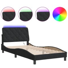 Petromila Rám postele s LED osvětlením černý 100 x 200 cm samet