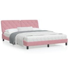 shumee Rám postele s LED osvětlením růžový 160 x 200 cm samet