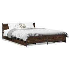 shumee Rám postele se zásuvkami hnědý dub 120x190 cm kompozitní dřevo