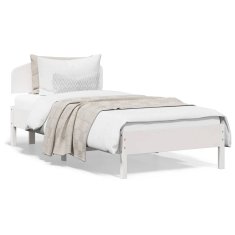 shumee Rám postele s čelem bílý 90 x 200 cm masivní borové dřevo