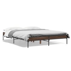 shumee Rám postele hnědý dub 140 x 200 cm kompozitní dřevo a kov