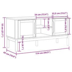 Vidaxl TV stolek FLORO šedý 114 x 43 x 55 cm masivní borové dřevo