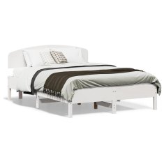 shumee Rám postele s čelem bílý 120 x 190 cm masivní borovice