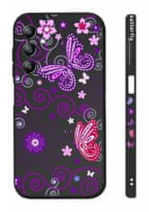 TopQ Kryt Design Samsung A14 Fialoví motýlci černý 121550